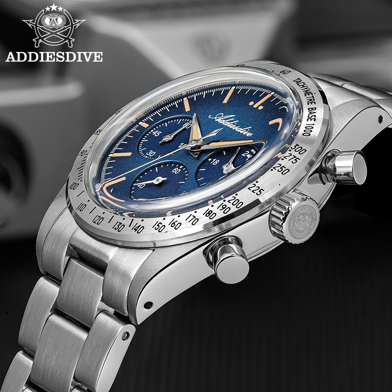 Plastic Dome Clear - ADDIESDIVE New Men Watches Chronograph Domed
